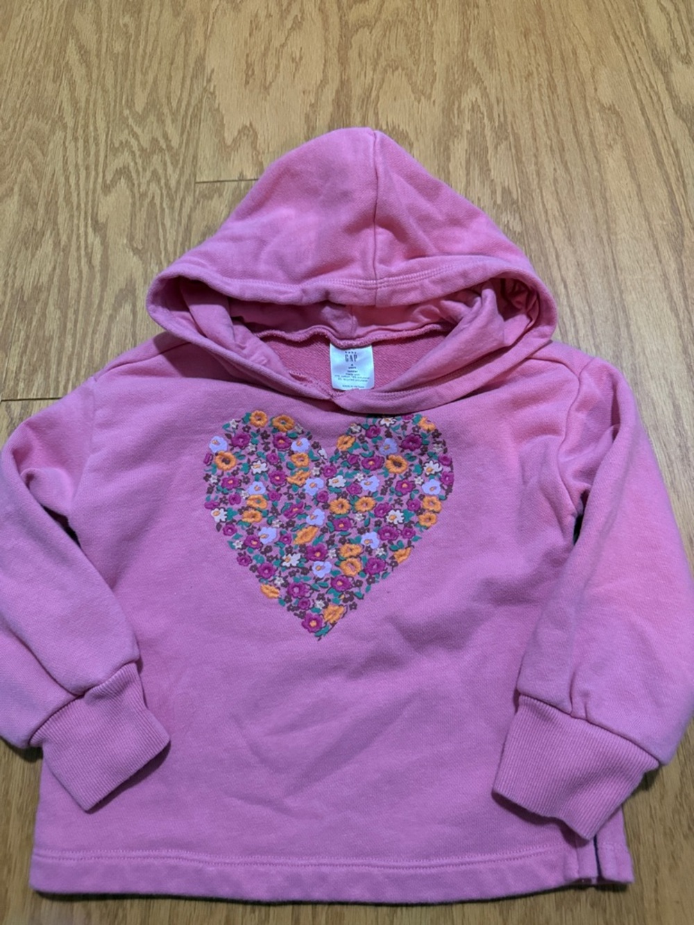 GAP Pink Hoodie with Floral Heart Applique